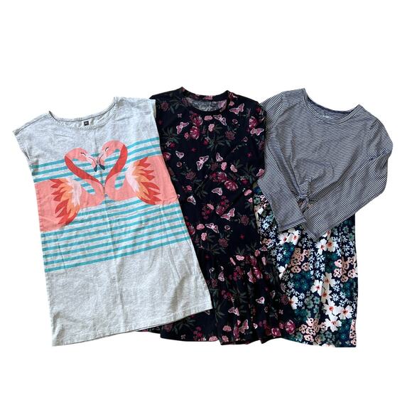 Lot of 3 Girl's Sz 7/8 Dresses Wonder Nation Tea Carter's Floral Striped Jersey - Picture 1 of 12